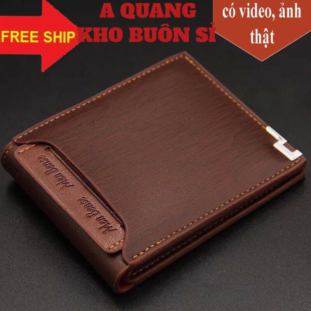 Ví Nam Da Pu Cao Cấp Dáng Ngang 12x10 Cm, Bóp Ví Nam Đen Nâu Nam Tính, Nhiều Ngăn Đựng Thẻ Tiện Lợi, Ví Đựng Thẻ Atm
