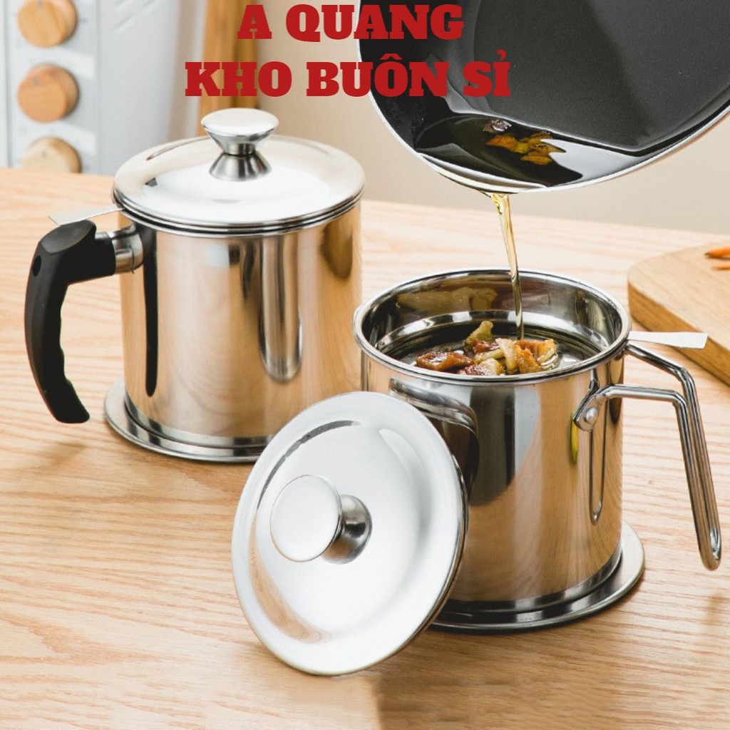 Ca Lọc Dầu Inox 304 Sáng Bóng, Bình Lọc Có Gía Lọc Dầu Cực Trong ,Không Để Cặn Dầu Nguyên Chất Không Đen