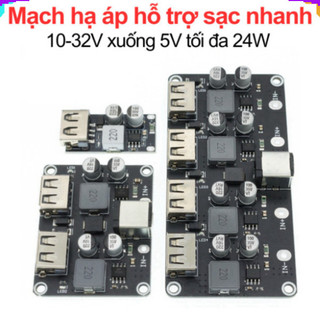 Mạch hạ áp 10-32V xuống 5V tối đa 24W chế sạc điện thoại, hỗ trợ sạc nhanh 1 - 4 cổng