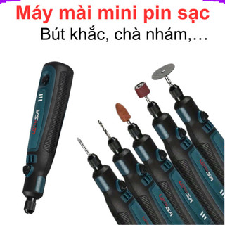 Máy mài mini, bút khắc, mài chà nhám đánh bóng tích hợp pin sạc
