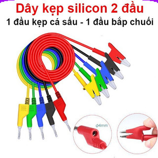 Dây kẹp silicon 2 đầu 1 đầu kẹp cá sấu + 1 đầu jack bắp chuối