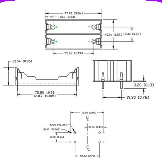 [Giá combo] Đế pin, khay pin 18650 chân hàn PCB