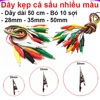 Bó 10 sợi dây kẹp cá sấu 2 đầu nhiều màu dài 50cm