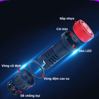 [Giá combo] (2 cái) Đèn còi báo AD16 - 22SM lỗ khoét 22mm điện áp 12V, 24V, 220V, 380VAC