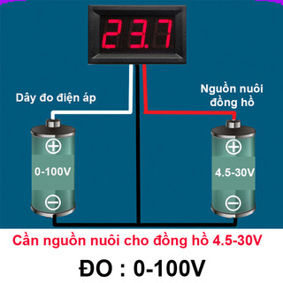 Đồng hồ hiển thị điện áp DC 0V - 100V 3 dây