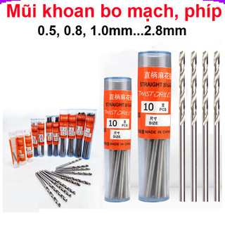 (hộp 10 cái) Mũi khoan bo mạch, phíp, PCB, Gỗ... vật liệu mềm.