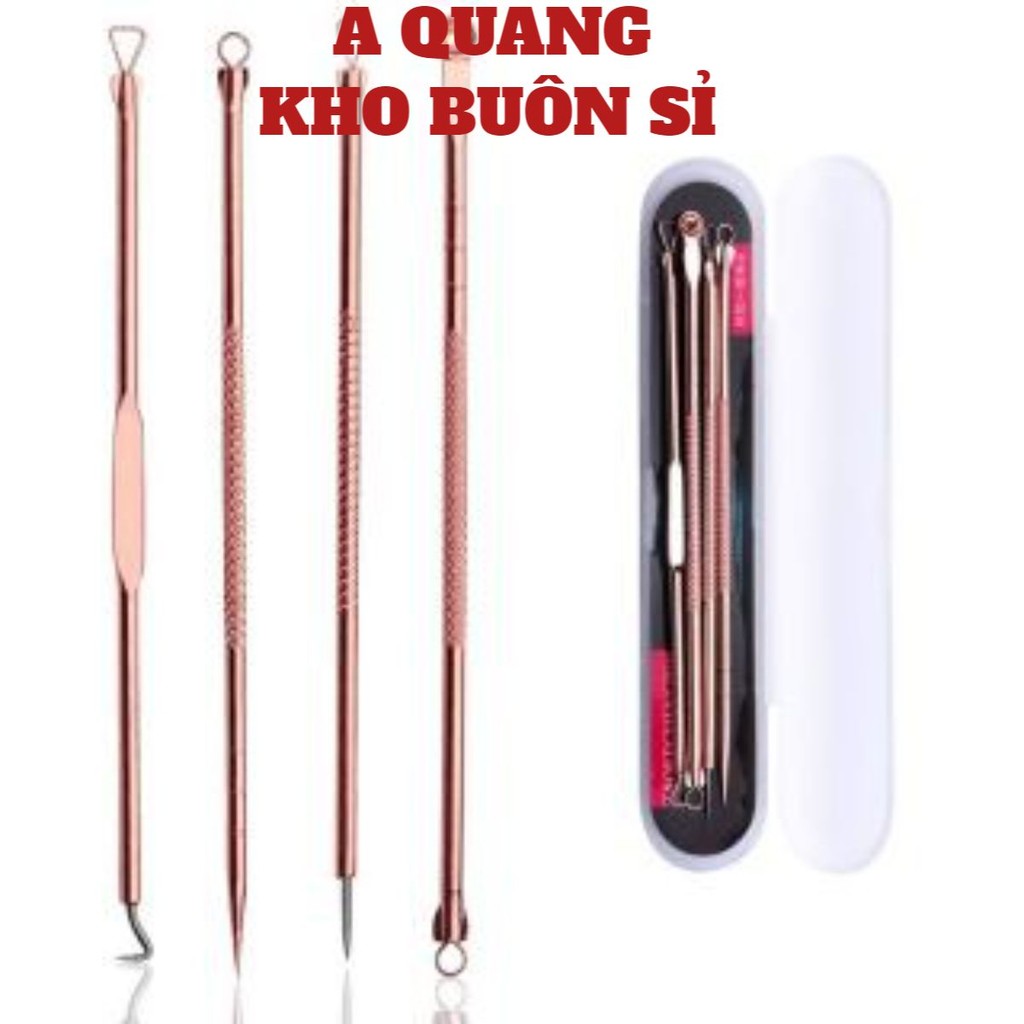 Bộ 4 cây nặn mụn chuyên nghiệp🍀SHOPEMTRANG07🍀Set nặn mụn 8 đầu kèm hộp cao cấp chuyên nghiệp