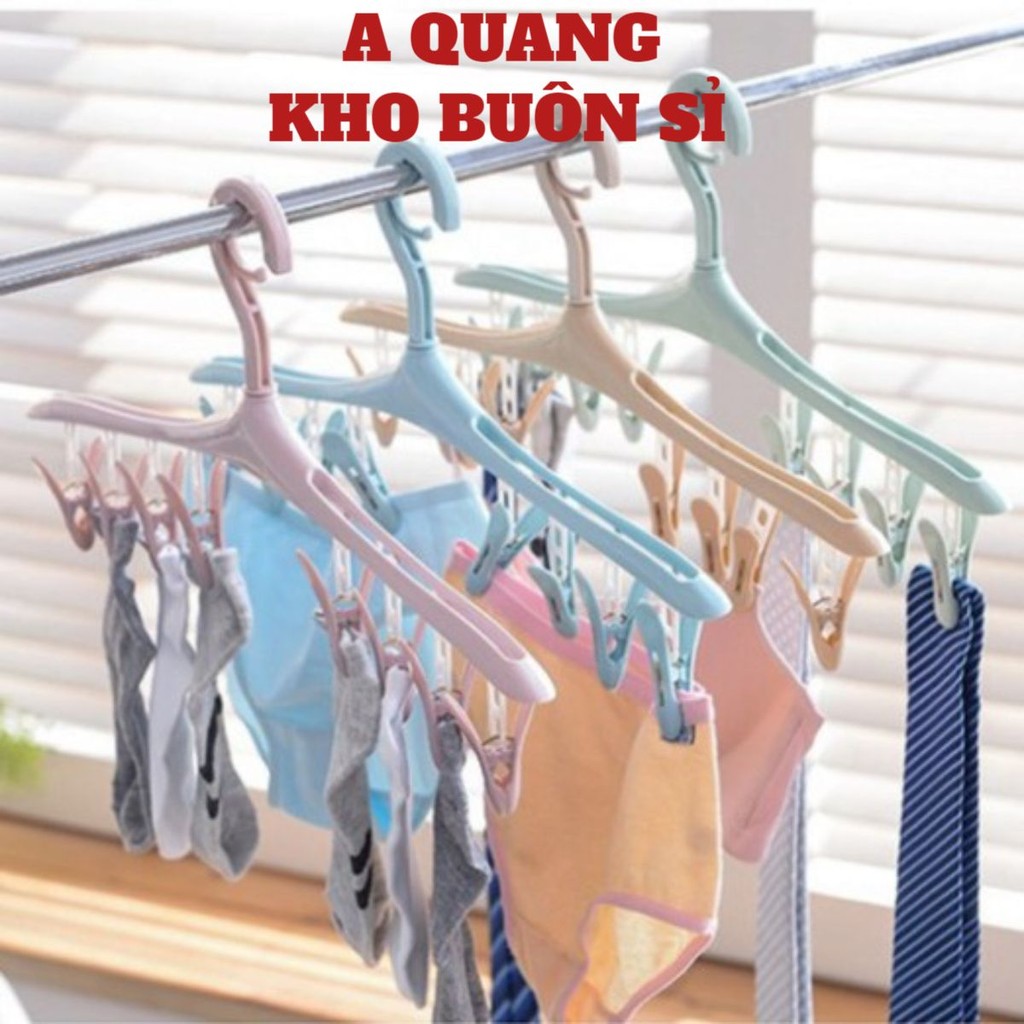 (COMBO 5) Móc phơi quần áo kèm 8 kẹp gọn gàng