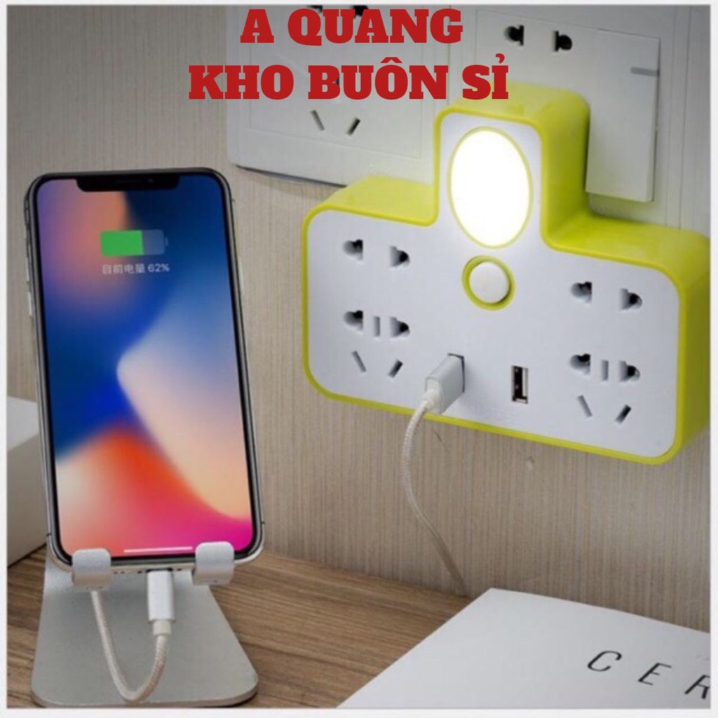 Ổ Cắm Điện Thông Minh Đa Chức Năng🍀SHOPEMTRANG7🍀Ổ điện đa năng kèm đèn ngủ và 2 cổng cắm USB tiện lợi