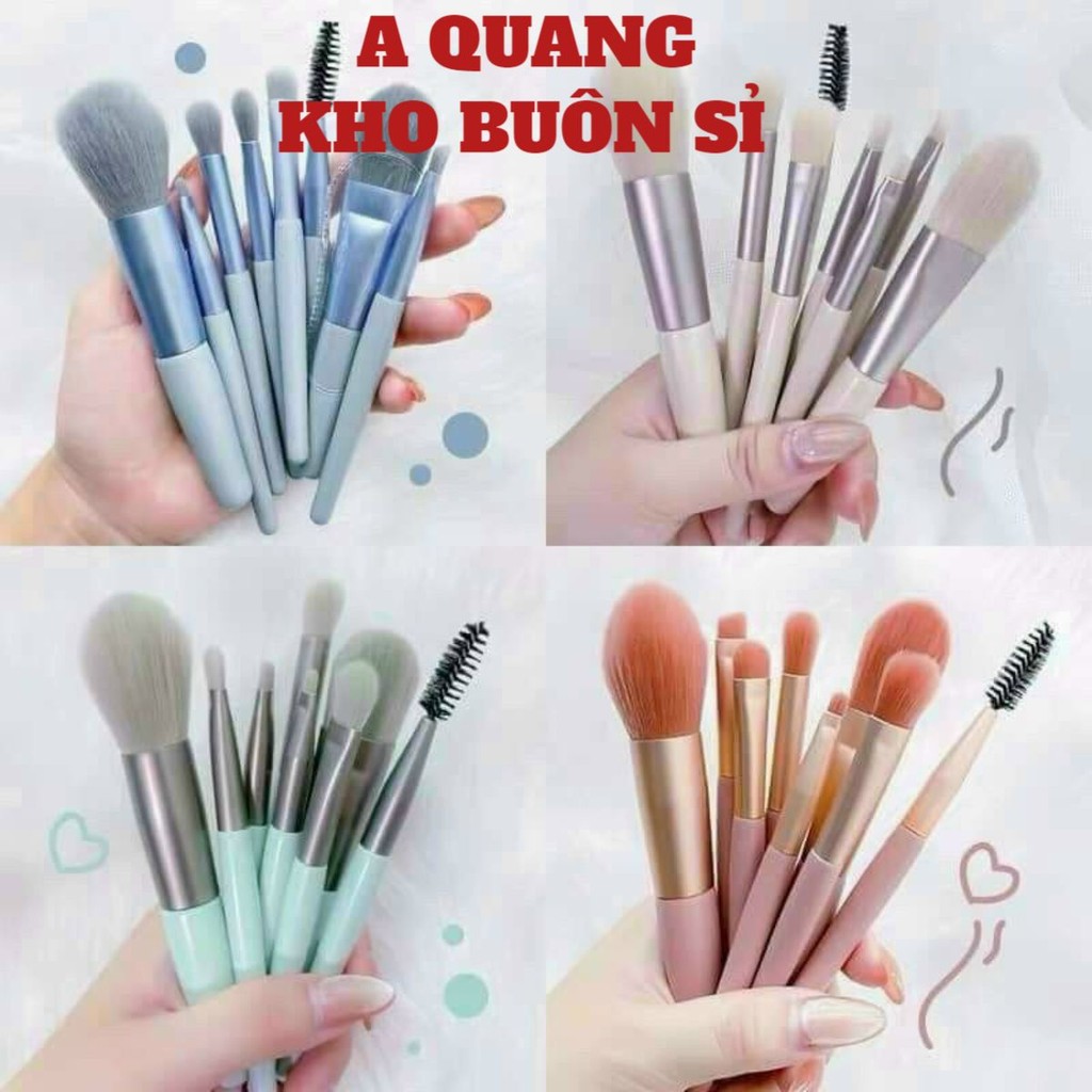 (COMBO 2) Bộ cọ trang điểm cá nhân 8 cây tặng kèm túi zip Vintage🍀SHOPEMTRANG07🍀Dụng cụ trang điểm cho chị em