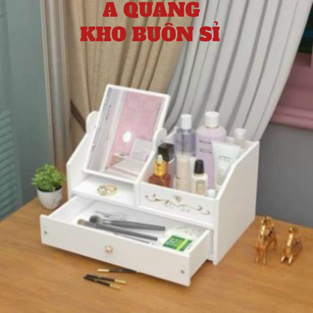 ❣️Kệ Mỹ Phẩm❣️ Mini, Kệ Để Đồ Trang Điểm Có Kèm Gương vuông
