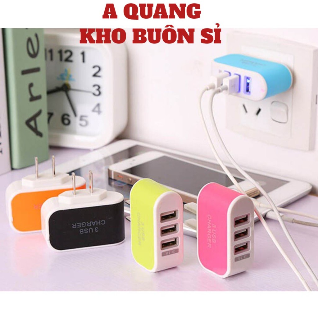 Củ Sạc Nhanh 3 Cổng USB🍀SHOPEMTRANG07🍀Cốc sạc nhanh hỗ trợ sạc nhiều máy cùng lúc