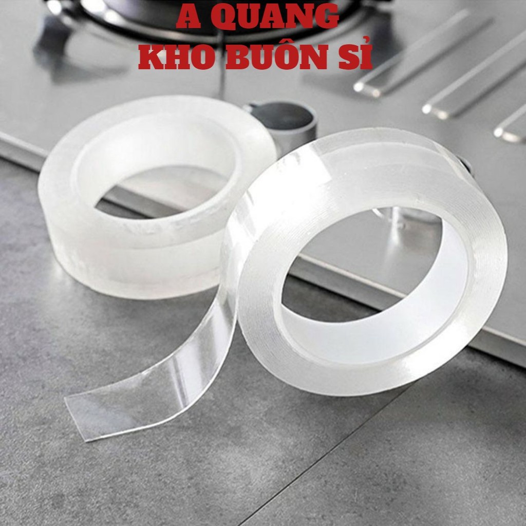 Băng dính 2 mặt trong suốt NANO đa năng dài 3m🍀SHOPEMTRANG07🍀Băng keo trong suốt siêu tiện lợi siêu chắc Cao Cấp loại 3m
