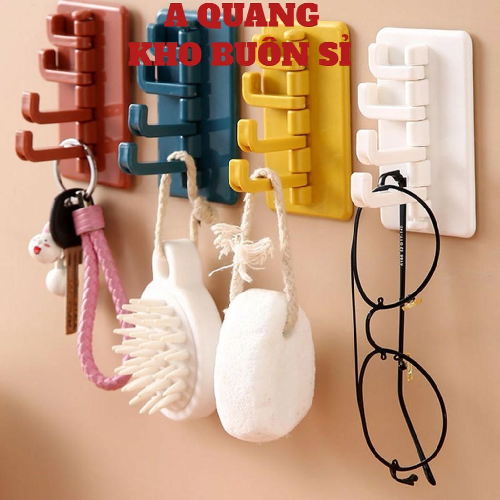 Móc dán tường 4 nhánh đa năng🍀SHOPEMTRANG7🍀Móc treo đồ dán tường 4 nhánh xoay hình cây thông siêu dính, siêu chắc