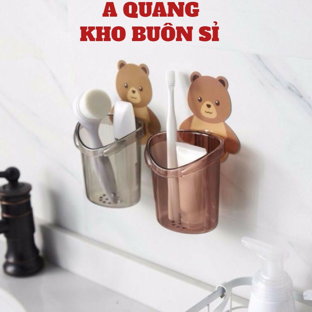 (COMBO 10) Cốc Đựng Bàn Chải, Kem Đánh Răng Hình Gấu Cute Dính Tường🍀SHOPEMTRANG7🍀Giỏ dán tường siêu chắc đựng bàn chải