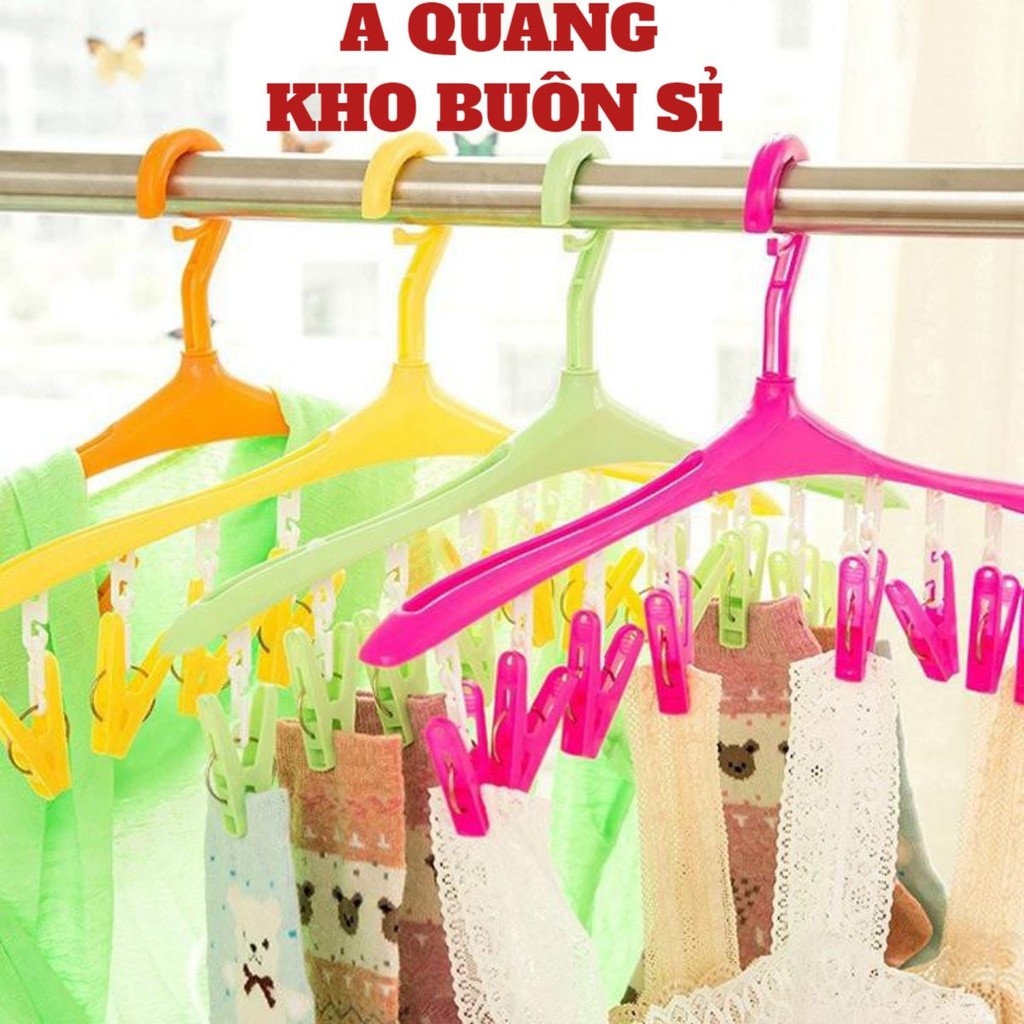 (COMBO 5) Móc Treo Quần Áo 8 Kẹp Đa Năng Bằng Nhựa PP, Giá Phơi Tất Đồ Lót Gọn Gàng, Tiết Kiệm Diện Tích, Mắc Treo Quần