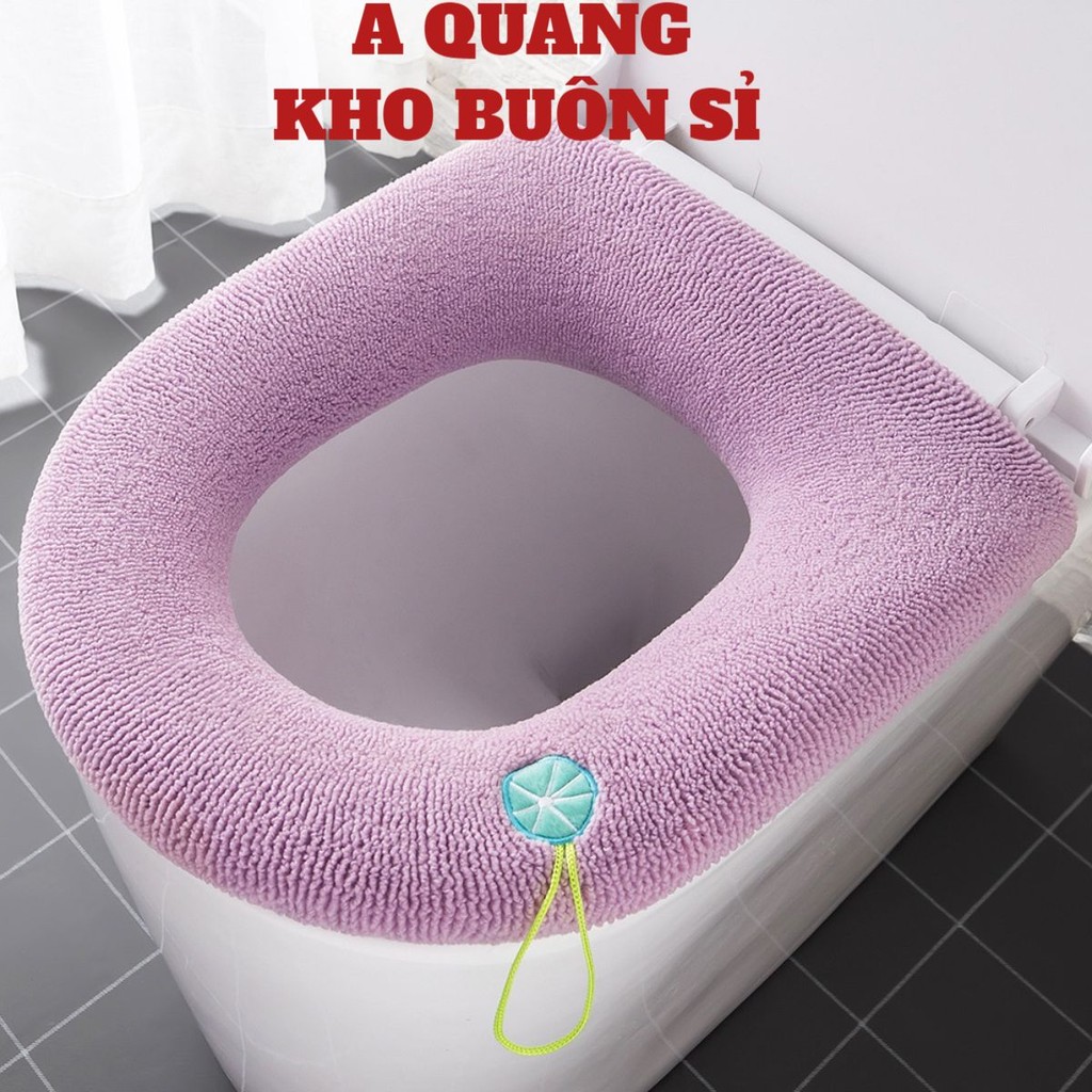 Miếng lót bồn cầu nỉ bông 🍀SHOPEMTRANG7🍀 Miếng đệm lót bồn cầu hình tròn bằng nỉ siêu mềm,siêu bền, chống thấm nước