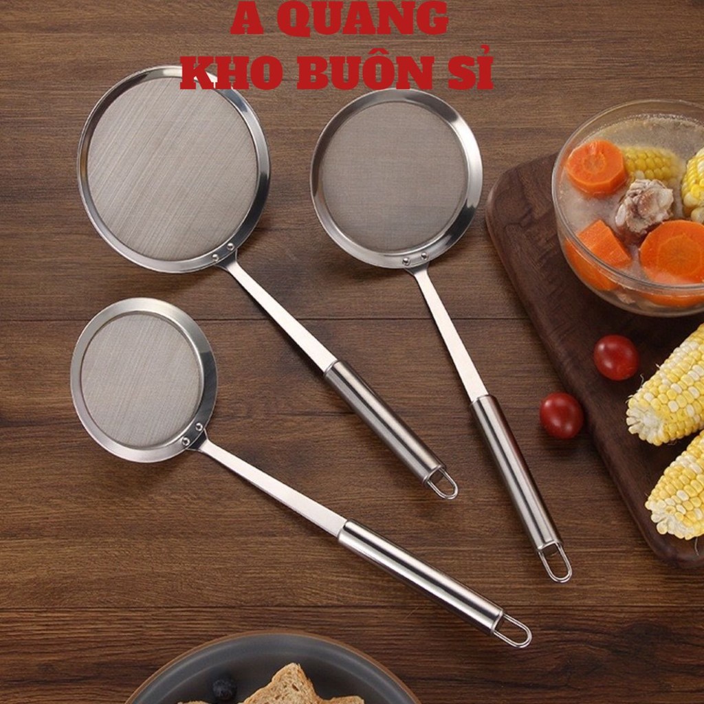 Muôi lọc dầu tách mỡ INOX 304 cao cấp tay cầm dài tiện ích, Muỗng lọc vớt bọt bằng thép không gỉ cho nhà hàng và quán ăn