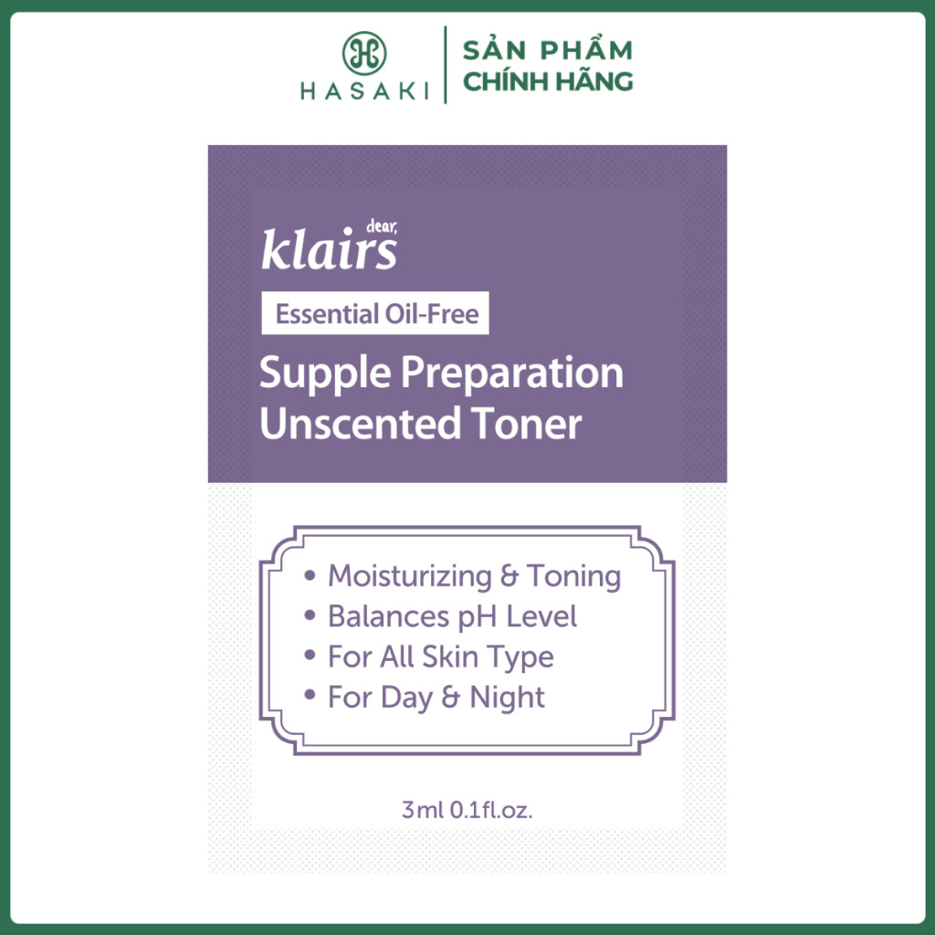Klairs Supple Preparation Unscented Toner mini 3ml Hasaki Chính Hãng