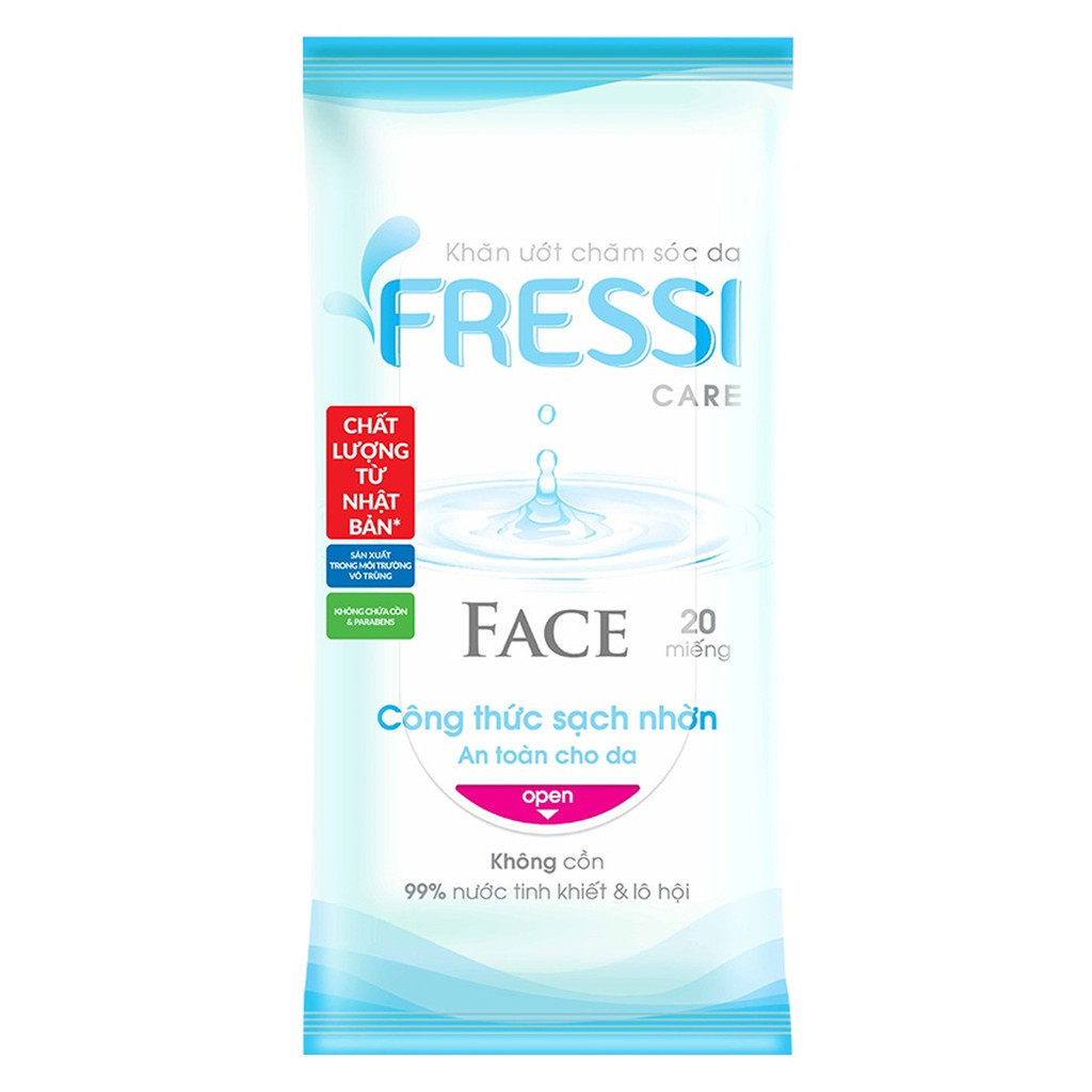 Khăn Ướt Fressi Face Sạch Nhờn An Toàn Cho Da 20 Miếng/ Gói Khăn Ướt Fressi Face Sạch Nhờn An Toàn Cho Da 20 Miếng/ Gói