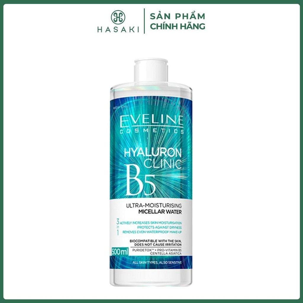 Nước Tẩy Trang Eveline Hyaluron Clinic B5 Puridetox (500ml)