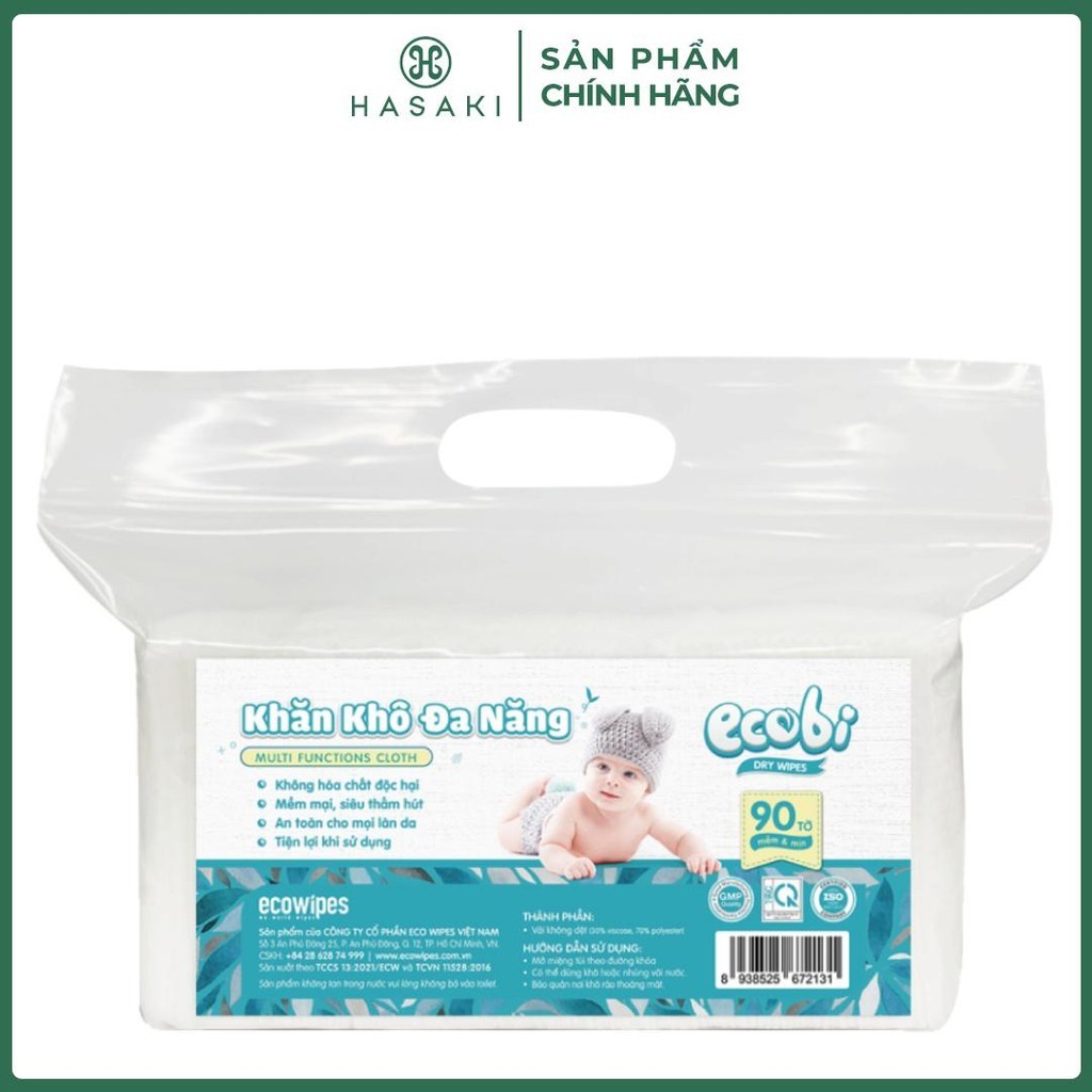 Khăn Khô Đa Năng EcoWipes An Toàn Cho Bé Túi 90 Tờ