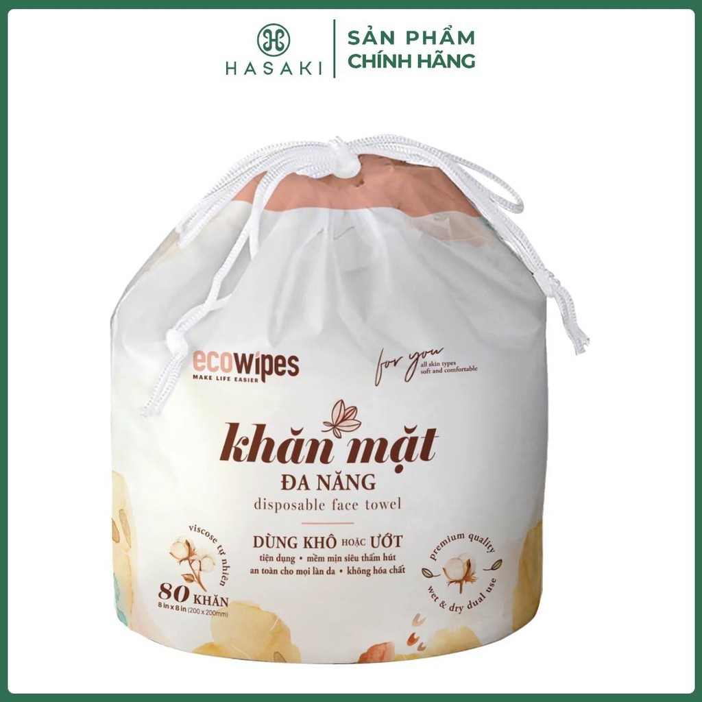 Khăn Mặt Khô EcoWipes Đa Năng Không Mùi Cuộn 80 Tờ