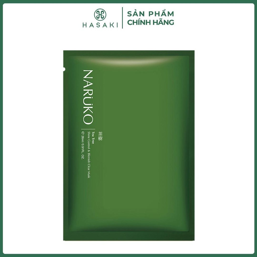 Mặt Nạ Naruko Tràm Trà Tea Tree Shine Control and Blemish Clear Mask (Hộp 8 Miếng)