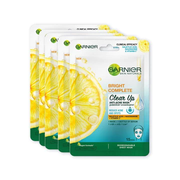 Combo 5 Mặt Nạ Garnier Vitamin C & Salicylic Acid Bright Complete Clear Up Anti-Acne Serum Mask 23g