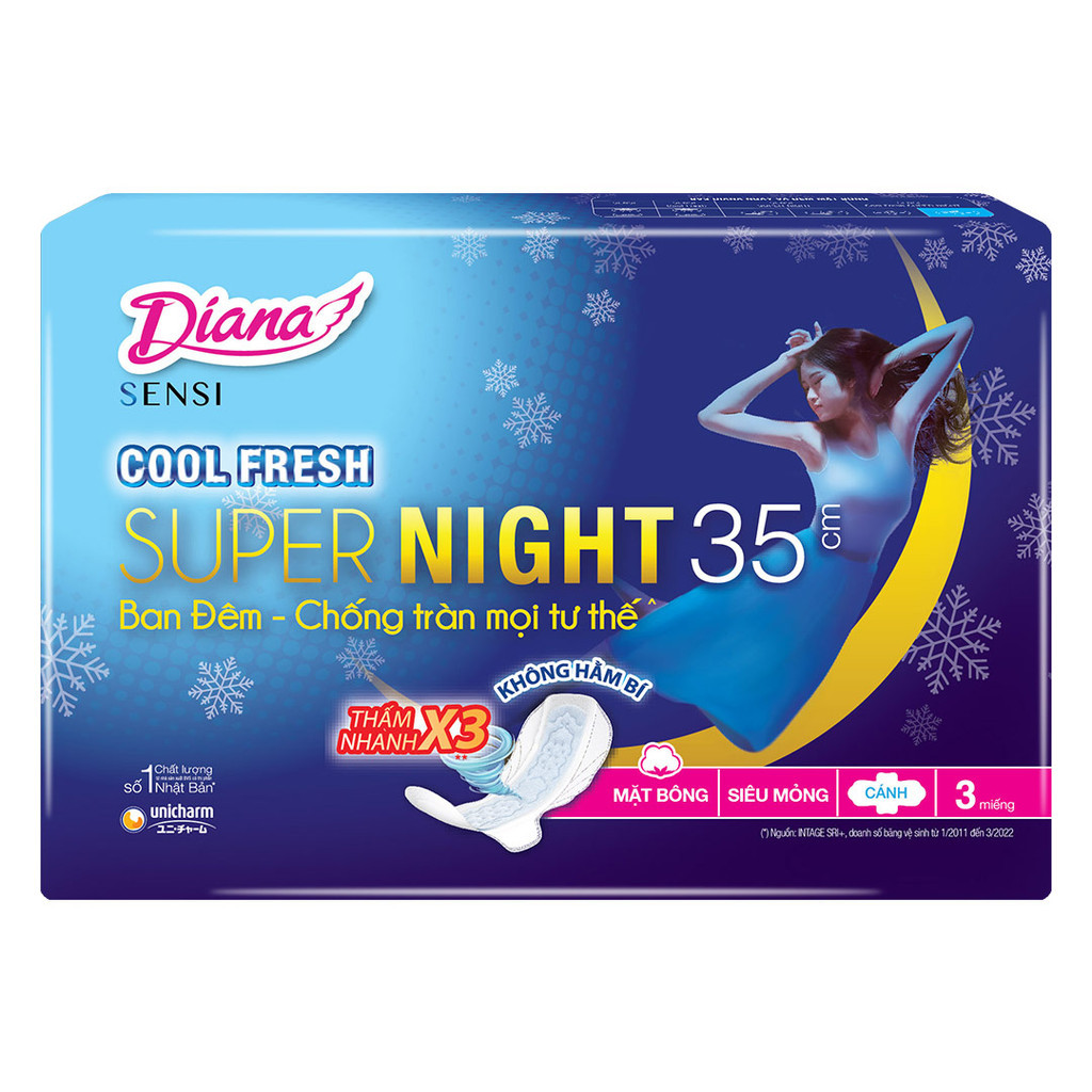 Băng Vệ Sinh Diana Sensi Night Cool Fresh 35cm