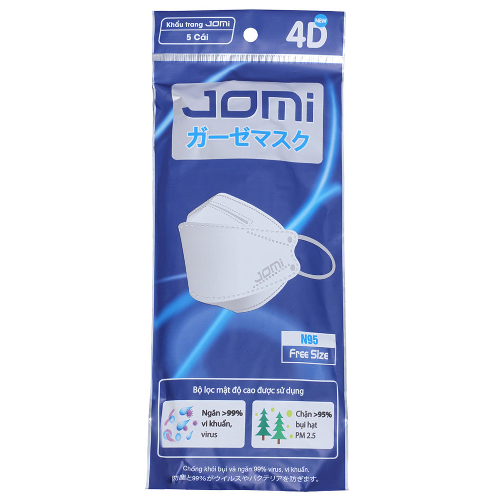 Khẩu Trang Jomi 3D Ngăn Khói Bụi & Vi Khuẩn 5 Cái | Hasaki - Sản Phẩm Chính Hãng