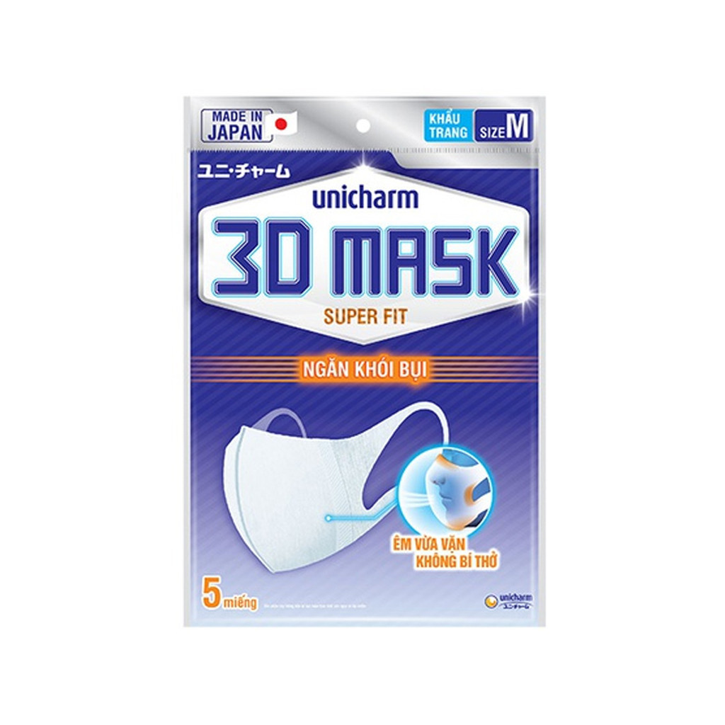 Khẩu Trang Unicharm 3D Mask Superfit - Ngăn Khói Bụi