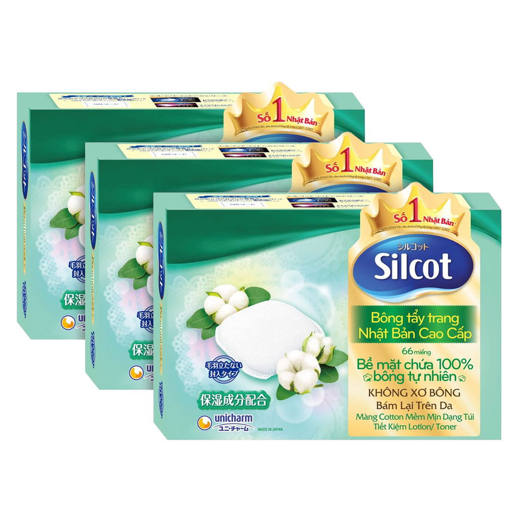 Bông Tẩy Trang SILCOT Soft Touch Premium Cotton Cao Cấp (Hộp 66 Miếng)