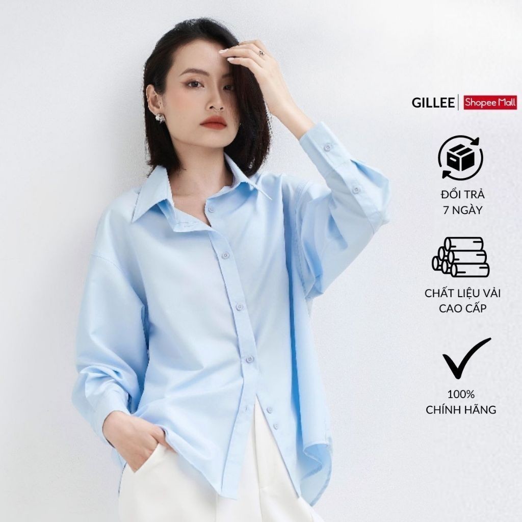 Đánh Giá Áo Sơ Mi Nữ GILLEE Oversized Xanh Pastel Kate Mỹ Chống Nhăn FAS293