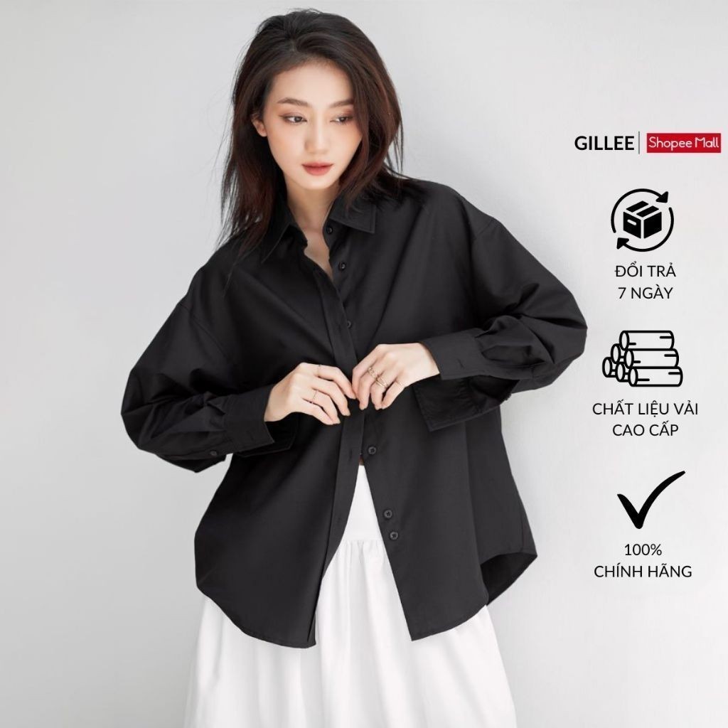 Đánh Giá Áo Sơ Mi Đen Nữ GILLEE Oversized FAS291 Vải Kate Mỹ | Thanh Lịch & Cá Tính