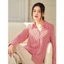 Áo Sơ Mi Nữ Sọc Kẻ Hai Màu GILLEE Tay Dài Loe Lụa Cát FAS262