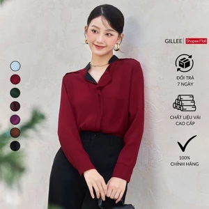 Áo sơ mi nữ cổ rũ GILLEE sơ mi form rộng tay dài vải lụa cát mịn sang trọng chống nhăn, thấm hút FAK063
