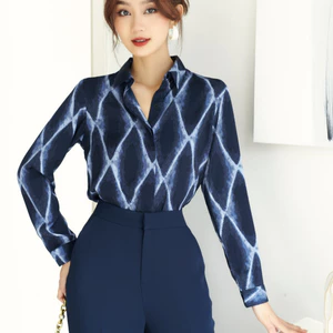 Áo Sơ Mi Công Sở Nữ GILLEE Lụa Họa Tiết Hình Thoi FAS206