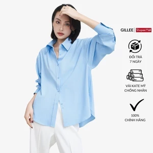 Áo sơ mi nữ GILLEE sơ mi xanh dáng oversized, sơ mi form rộng vải cao cấp thoáng khí thấm hút tốt FAS291