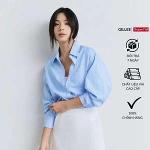 Áo sơ mi nữ kẻ sọc GILLEE áo sơ mi dáng oversized, sơ mi form rộng vải kate Mỹ cao cấp chống nhăn FAS317