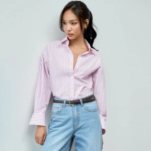 Áo sơ mi nữ kẻ sọc GILLEE sơ mi dáng oversized, sơ mi form rộng vải kate Mỹ chống nhăn, thấm hút FAS338