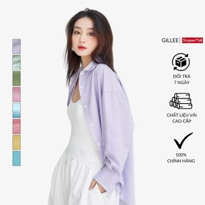 Áo sơ mi kẻ sọc nữ GILLEE dáng oversized, sơ mi form rộng vải kate Mỹ chống nhăn, thấm hút tốt FAS298