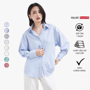 Áo sơ mi nữ tay dài GILLEE sơ mi kẻ sọc oversized nhiều màu, sơ mi form rộng cao cấp chống nhăn FAS292