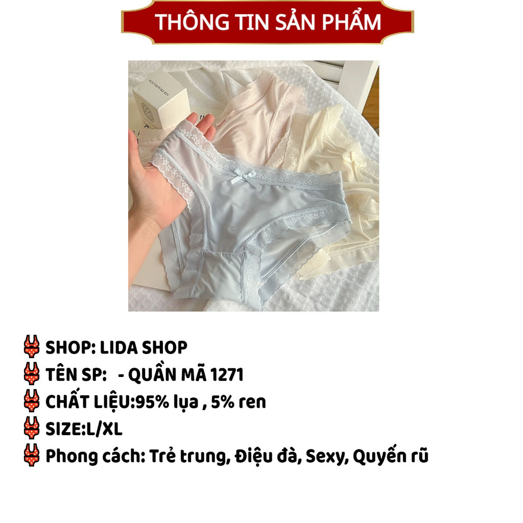 Quần lót Nữ su lụa Siêu Mỏng Không lộ viền co giãn phối ren hoa thoáng mát gợi cảm MÃ 1271 - ảnh 2