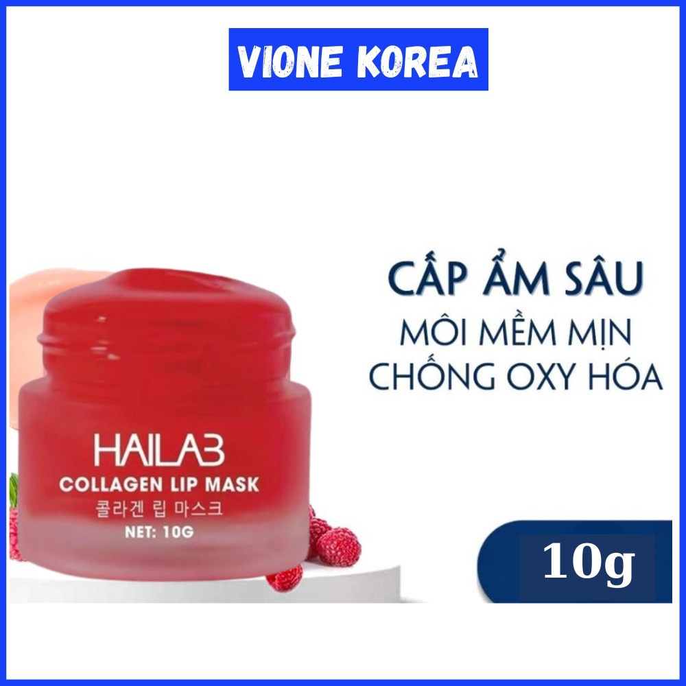 Son ủ môi lựu đỏ collagen Hàn Quốc HaiLaB giảm thâm, hồng môi dưỡng ẩm căng mọng 10gr (full hộp, full tem chính hãng)