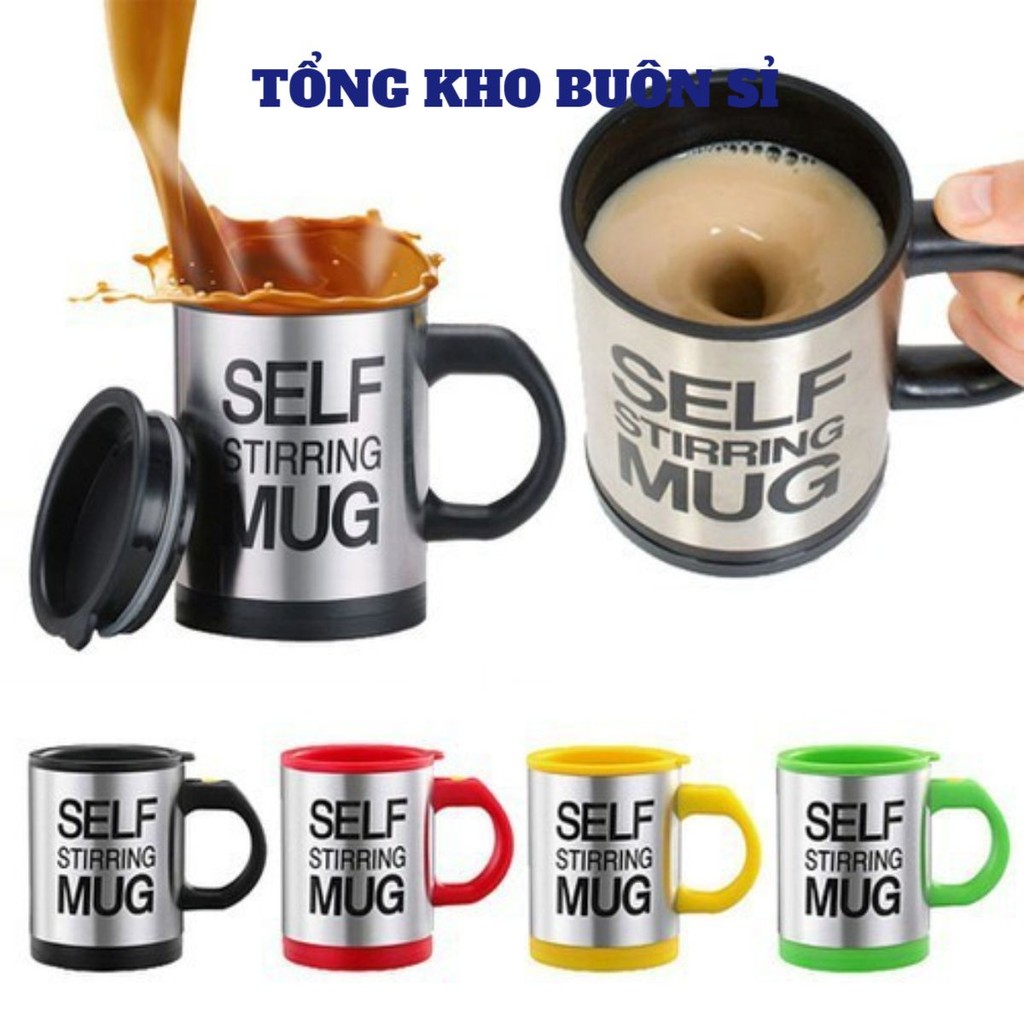 Cốc Tự Khuấy Self Stirring Mug 350ml🍒GIADUNGBANBUONTANTHANH🍒 CỐC CÀ PHÊ TỰ KHUẤY THÔNG MINH, LY PHA CAFE NGŨ CỐC TỰ ĐỘNG