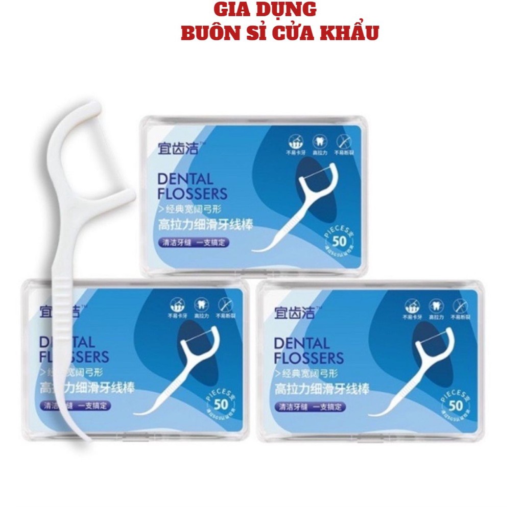 Tăm Chỉ Nha Khoa 🌳PHAMNGHIEP36🌳 Hộp 50 Cái Tiệt Trùng Vệ Sinh Răng Miệng Chất Lượng Cao