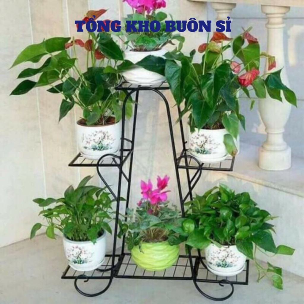 Kệ hoa sắt trang trí để chậu hoa,chậu cây cảnh 2, 3, 4, 5, 6, 7 tầng hoa văn đẹp. Giá sắt ban công mầu trắng đen Cao Cấp