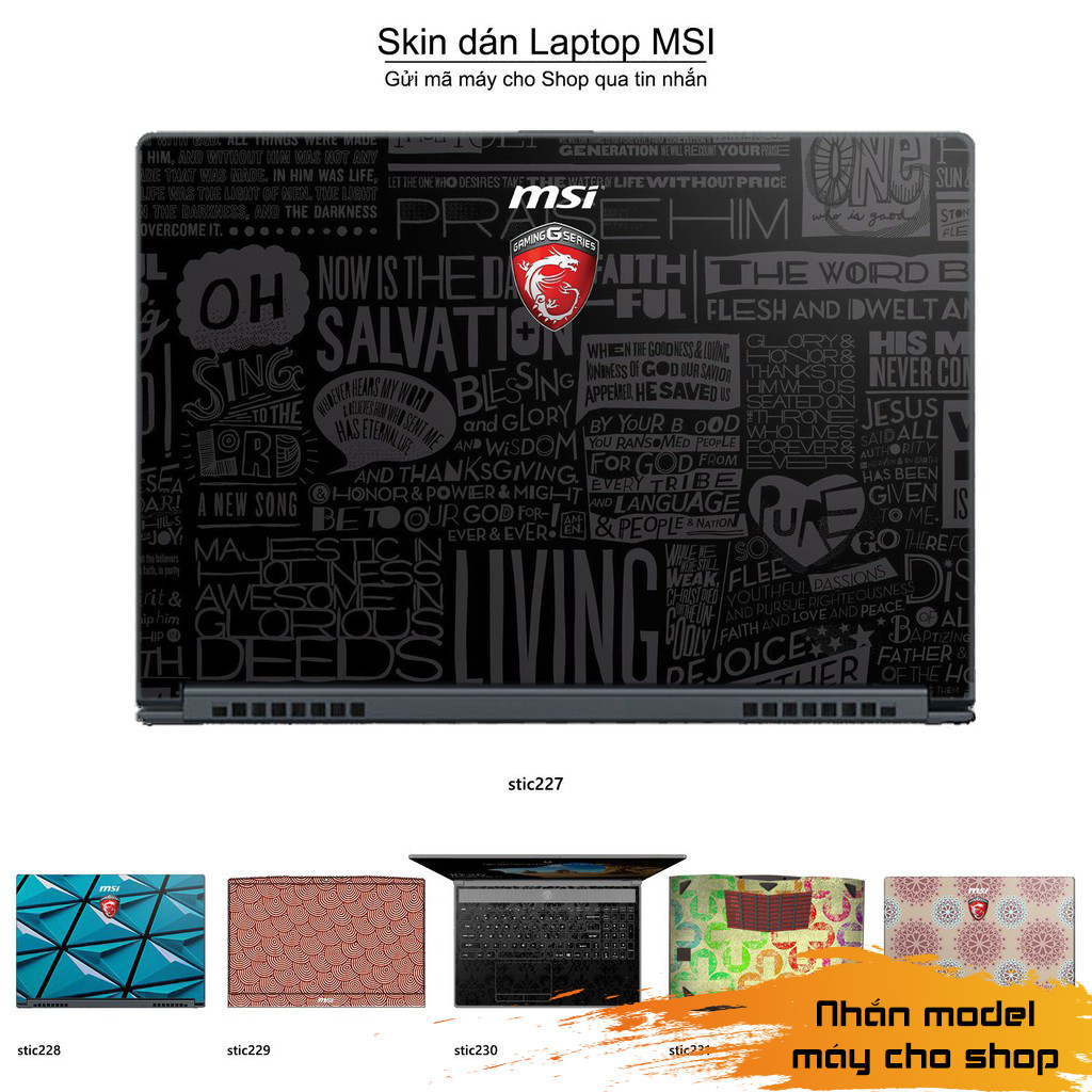 Skin dán Laptop MSI in hình Hoa văn sticker nhiều mẫu 37 (inbox mã máy ...