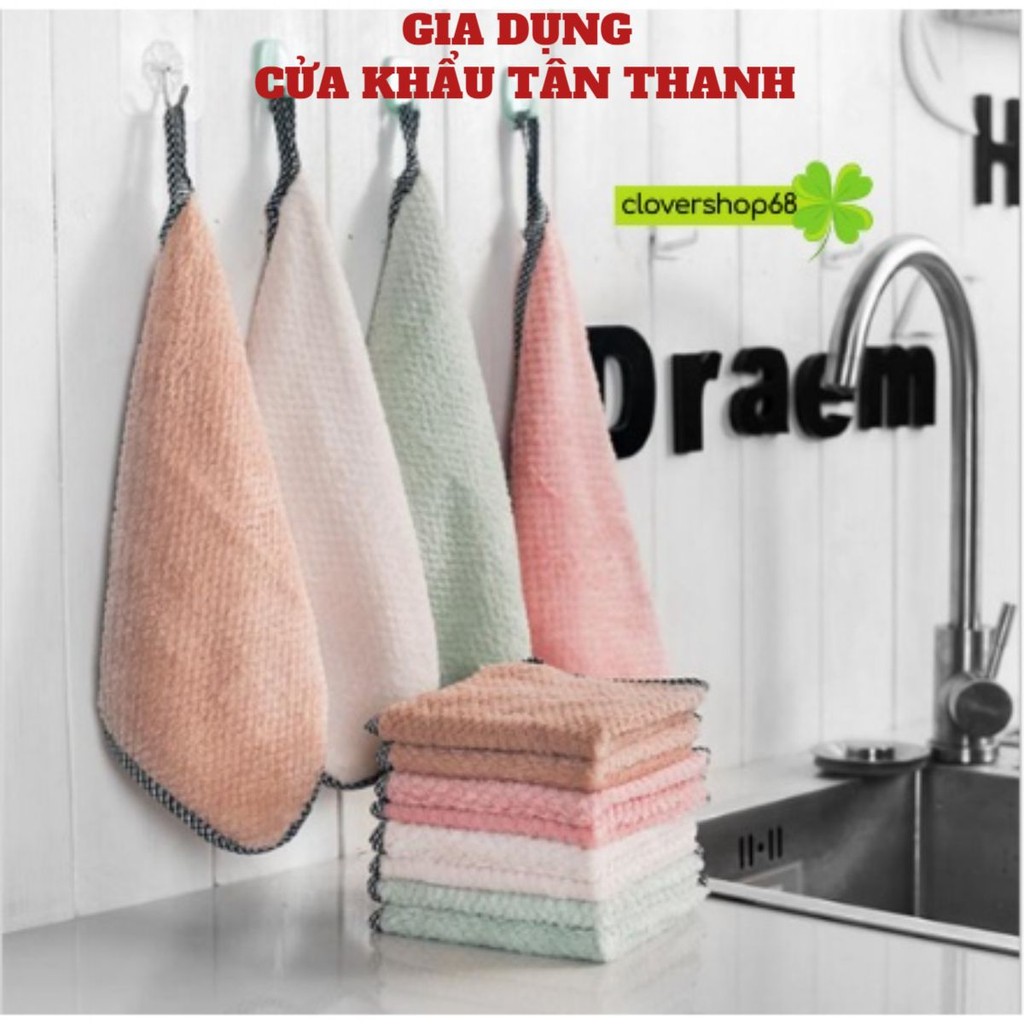 [COMBO 10]Khăn tay lau bếp vuông đa năng có móc treo🍀 #khănlautay 🍀